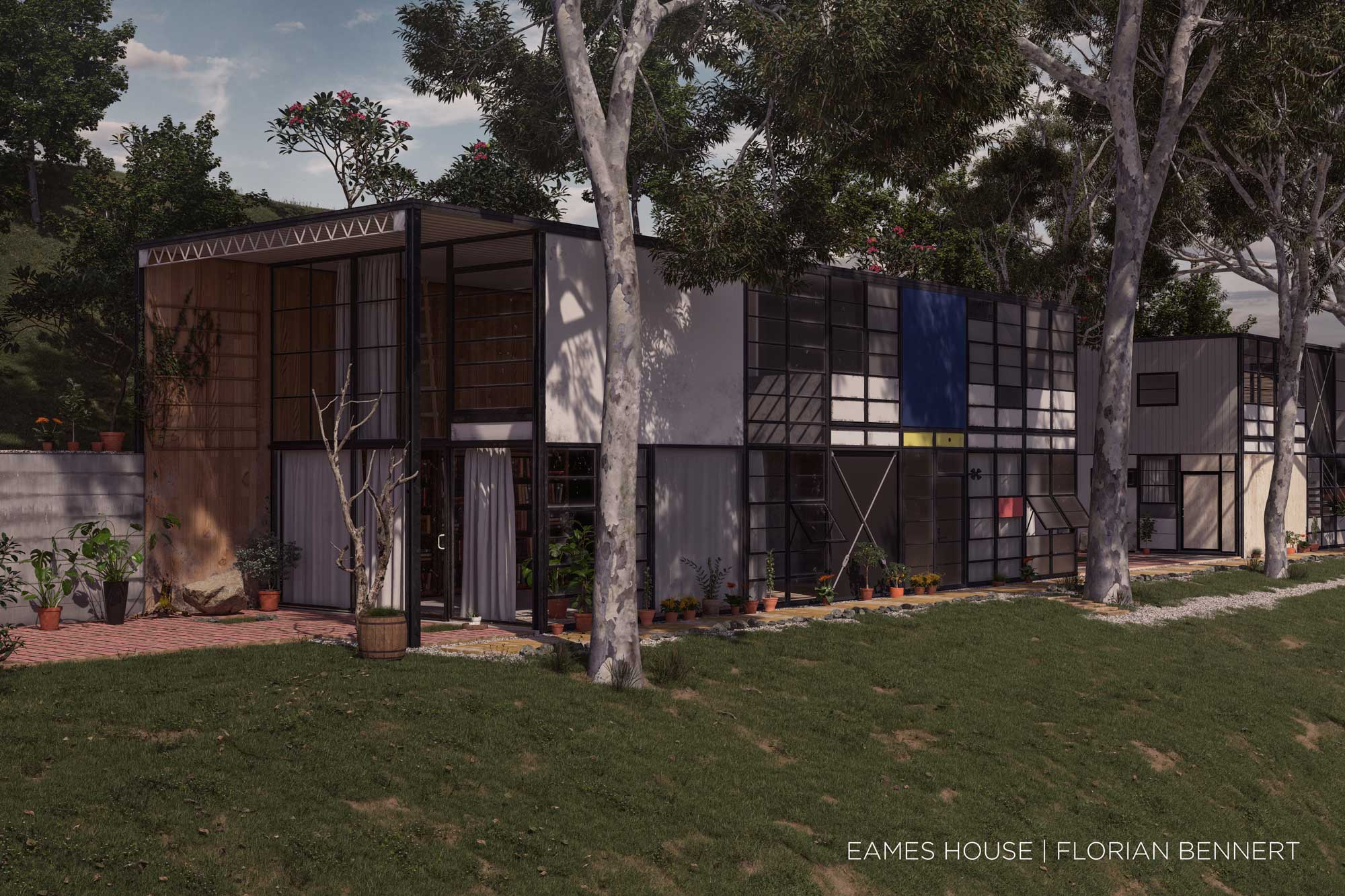 Eames House - Architektur Visualisierung Tag.